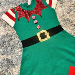 Festive Elf Holiday Sweater Dress